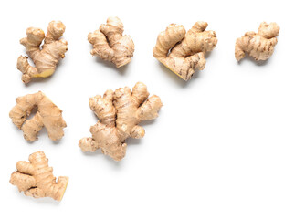 Fresh ginger on white background