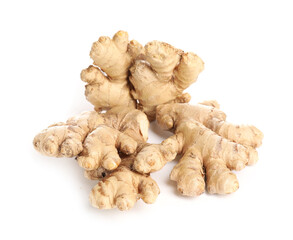 Fresh ginger on white background