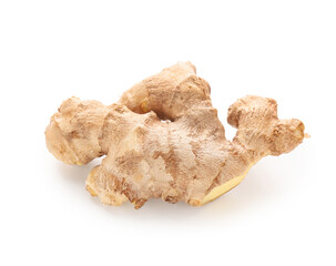 Fresh ginger on white background