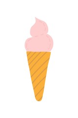 Hand drawn simple colore ice cream illustrations isolated on white background. Tasty delicious dairy product with decoration.