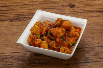 Chicken with oyster sauce and vegetables