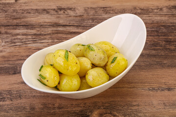 Young boiled potato in the bowl