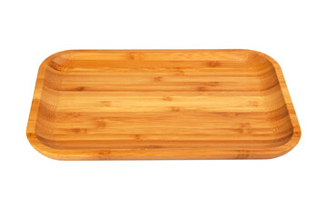 Craft wooden rectangular plate isolated on the white background