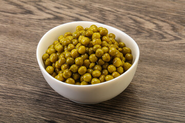 Marinated green pea in the bowl