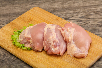Raw chicken boneless and skinless leg