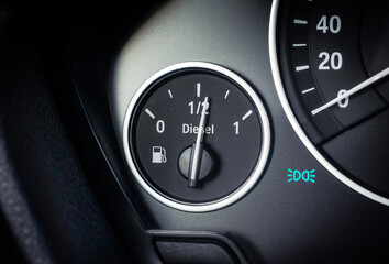 Detail watches details.Fuel indicator.half tank full