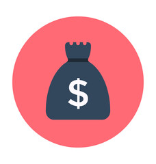 Money Sack Colored Vector Icon 