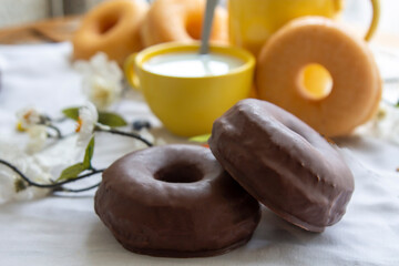 donuts with cup of milk
