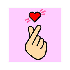 love sign, valentines day poster decoration. Vector illustration of a finger heart.