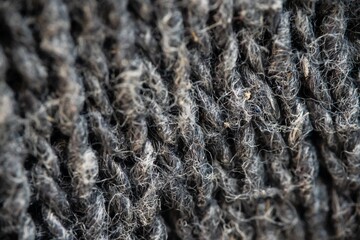 Close up macro of old black Cotton Cloth Gloves