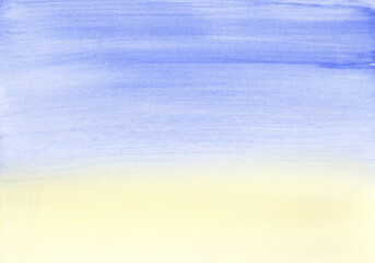 水彩素材　空・海のような青と黄色