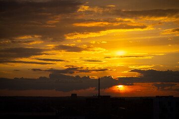 Beautiful dramatic sunset. Colorful dramatic sky with cloud at sunset