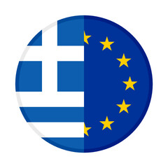 Obraz premium round icon with greece and european union flags. vector illustration isolated on white background
