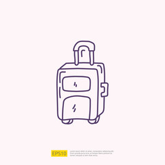 travel holiday tour and vacancy concept vector illustration. suitcase doodle linear icon sign symbol