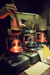 cafe hand roasted vacuum coffeemaker glasses hot drink