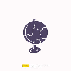 travel holiday tour and vacancy concept vector illustration. earth globe doodle silhouette glyph icon sign symbol