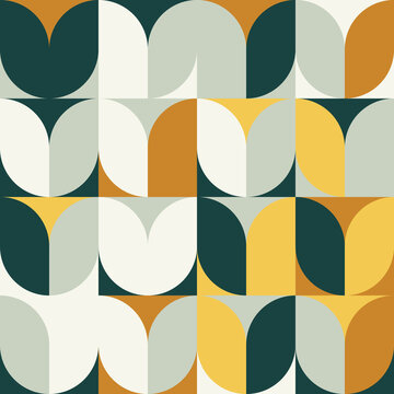 Mid-Century Aesthetics Artwork With Abstract Vector Pattern Design And Geometric Shapes