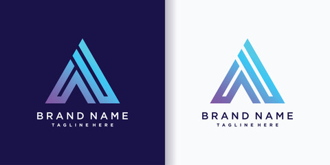 Triangle logo design letter a with creative concept part three