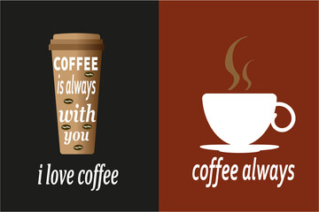 coffee sticker on dark background, coffee banner