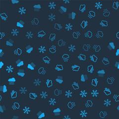 Set Snowflake, Cloud with rain, and on seamless pattern. Vector