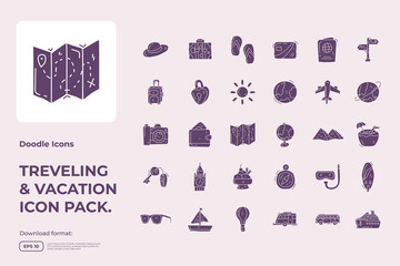 travel tour and vacation concept vector illustration. holiday and tourism doodle silhouette glyph icon sign symbol