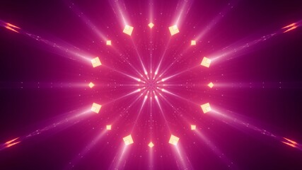 Neon beams with geometric ornament 3D illustration