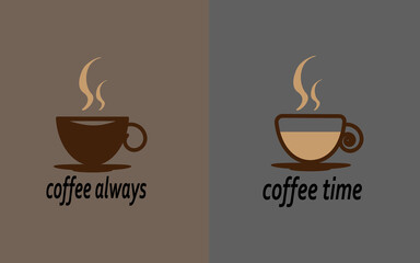 coffee sticker on a light background. black with milk coffee