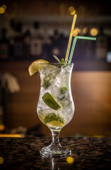 Cold cocktail with lime