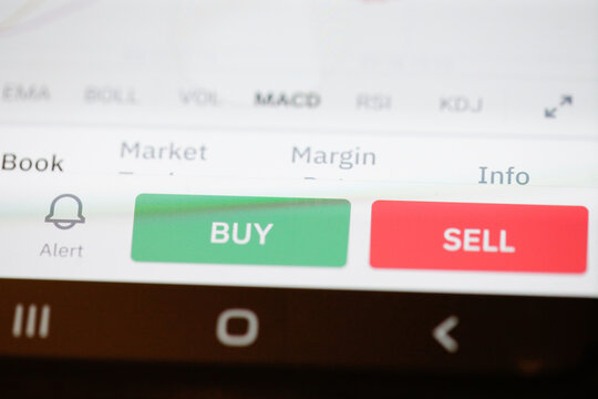 Details with the Sell and Buy buttons on a Bitcoin cryptocurrency exchange app.