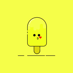 kissing yellow cute ice cream illustration