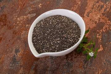 Dietary Chia seeds in the bowl