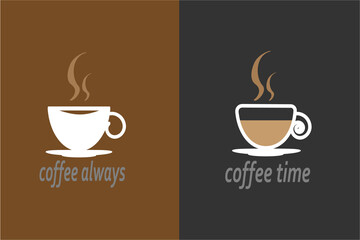 coffee sticker on a light background. black with milk coffee