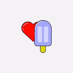 blue cute ice cream and love icon