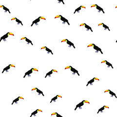 Obraz premium Tropical pattern. Pattern of tropical birds toucans. Exotic seamless background.