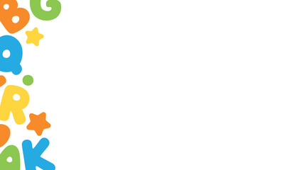 Colorful and playful English alphabet side border background. Perfect educational presentation background for kids.