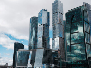Fototapeta na wymiar MOSCOW, RUSSIA - February 20, 2020: Moscow City. View of skyscrapers Moscow International Business Center. Russia.