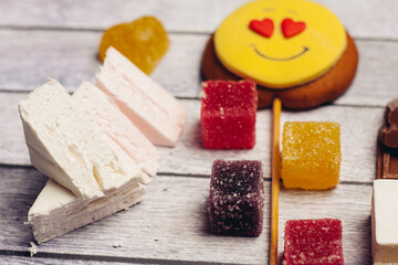 gingerbread in the form of a smiley on a stick sweets candy dessert delight snack