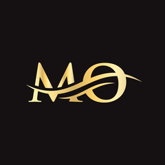 Initial MO letter linked logo vector template. Swoosh letter MO logo design. MO Logo design vector - obrazy, fototapety, plakaty