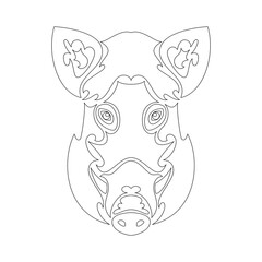 Hand-drawn abstract portrait of a boar for tattoo, logo, wall decor, T-shirt print design or outwear. Vector stylized illustration on white background.