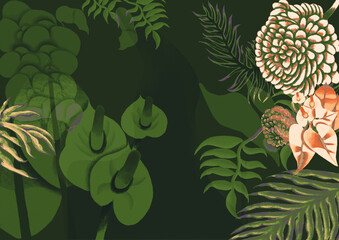 Plant flower illustration with green background