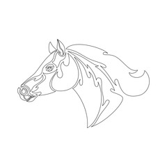 Hand-drawn abstract portrait of a horse for tattoo, logo, wall decor, T-shirt print design or outwear. Vector stylized illustration on white background.