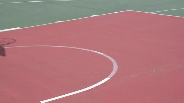 Smooth 4k Tilting Footage Of An Empty Urban Basketball Court, Sports Court, Hard Court, Soccer Pitch.