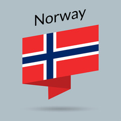 Obraz premium Norway flag icon. Norwegian national emblem in origami style. Vector illustration.