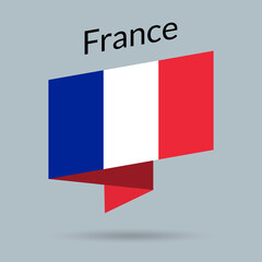 France flag icon. French national emblem in origami style. Vector illustration.