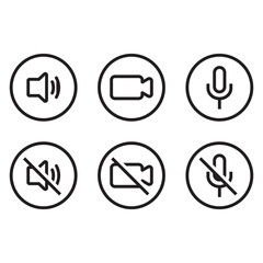 Speaker, Microphone and Video Camera icons. Icons for Video Conference, Video chat