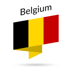 Belgium flag icon. Belgian national emblem in origami style. Vector illustration.