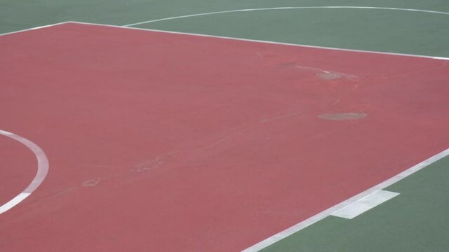 4k Panning Footage Of An Empty Urban Basketball Court, Sports Court, Hard Court, Soccer Pitch.