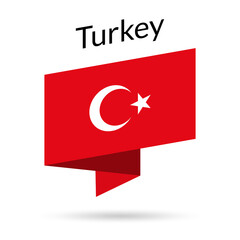 Turkey flag icon. Turkish national emblem in origami style. Vector illustration.