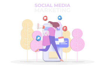 Social media marketing banner template. Flat style minimal vector illustration isolated on white background.