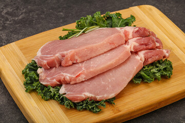 Raw pork steak for cooking